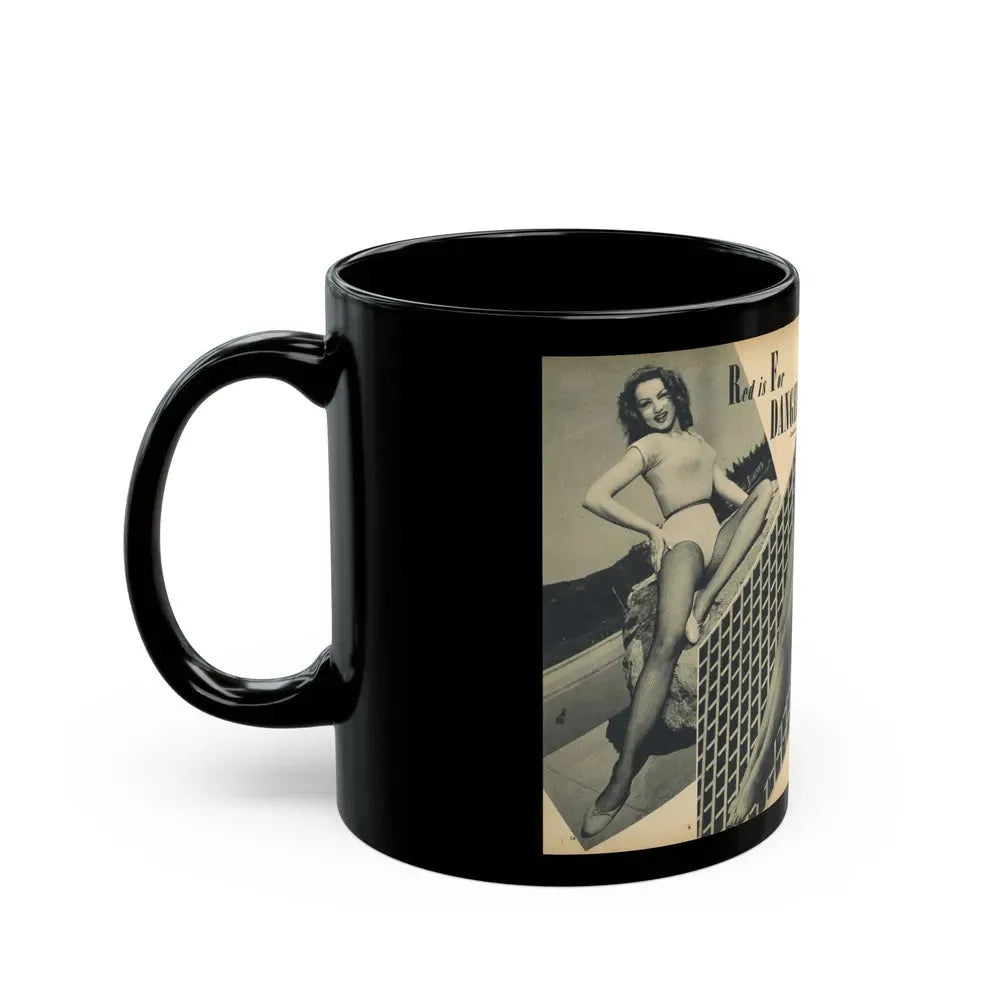 Julie Newmar #169 - Pages 16-17 Pages 2 & 3 of 5 with, Julie+ 3 Large B&W Photos from COVER GIRLS MODELS Mag. Nov. '53 (Vintage Female Icon) Black Coffee Mug - Go Mug Yourself