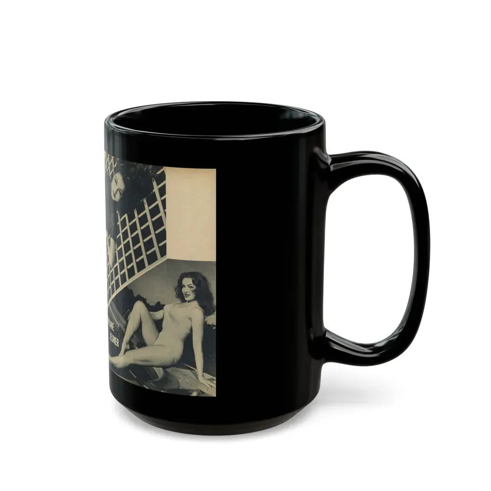 Julie Newmar #169 - Pages 16-17 Pages 2 & 3 of 5 with, Julie+ 3 Large B&W Photos from COVER GIRLS MODELS Mag. Nov. '53 (Vintage Female Icon) Black Coffee Mug - Go Mug Yourself