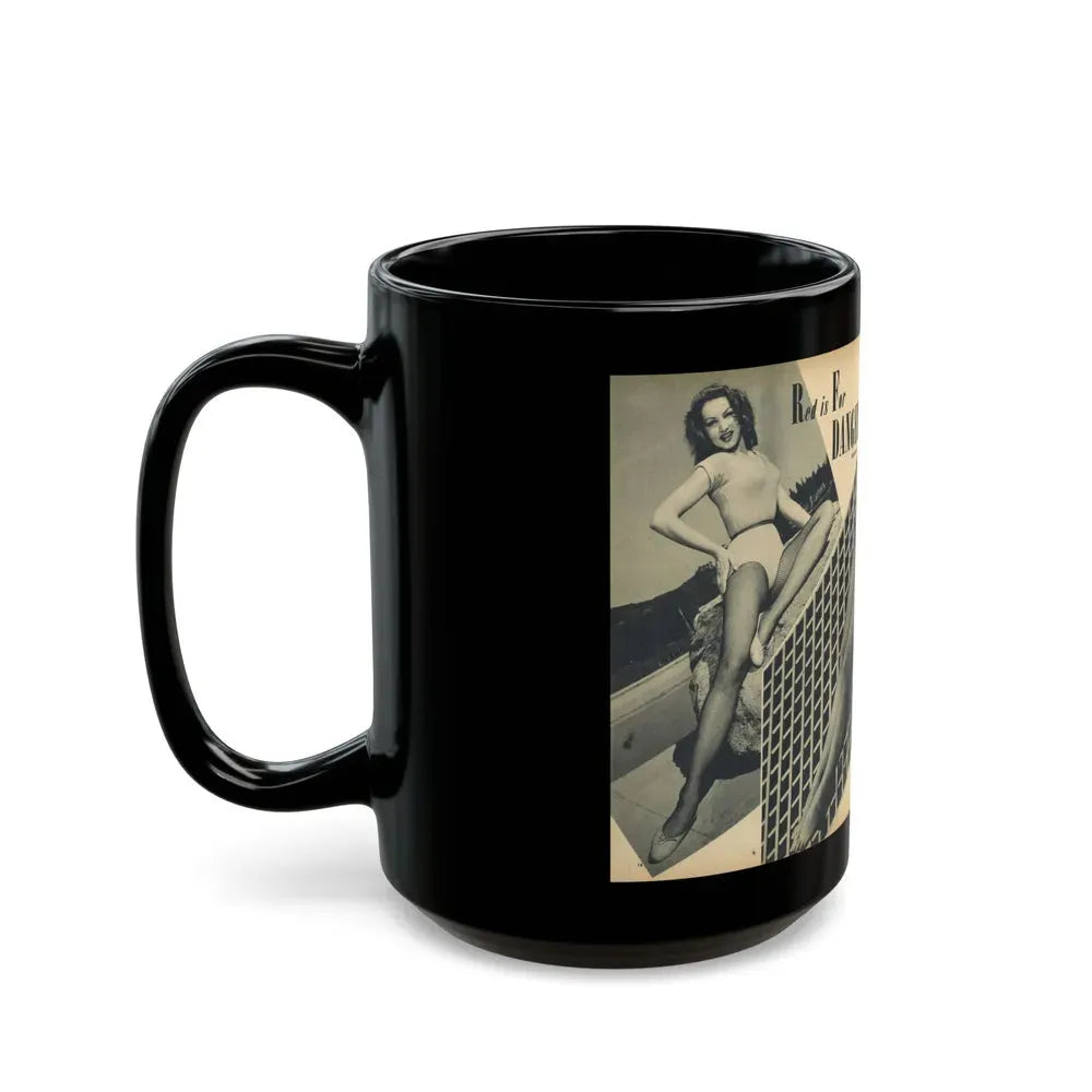 Julie Newmar #169 - Pages 16-17 Pages 2 & 3 of 5 with, Julie+ 3 Large B&W Photos from COVER GIRLS MODELS Mag. Nov. '53 (Vintage Female Icon) Black Coffee Mug - Go Mug Yourself