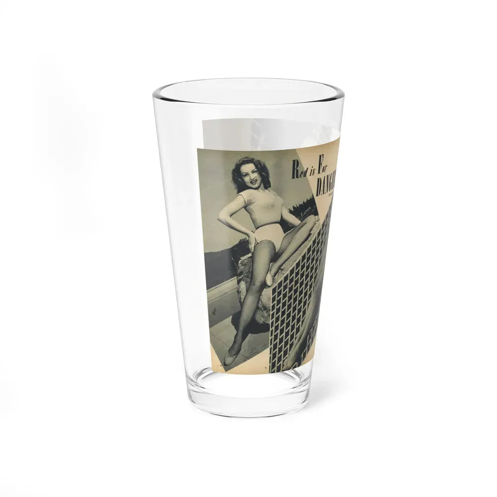Julie Newmar #169 - Pages 16-17 Pages 2 & 3 of 5 with, Julie+ 3 Large B&W Photos from COVER GIRLS MODELS Mag. Nov. '53 (Vintage Female Icon) Pint Glass 16oz - Go Mug Yourself