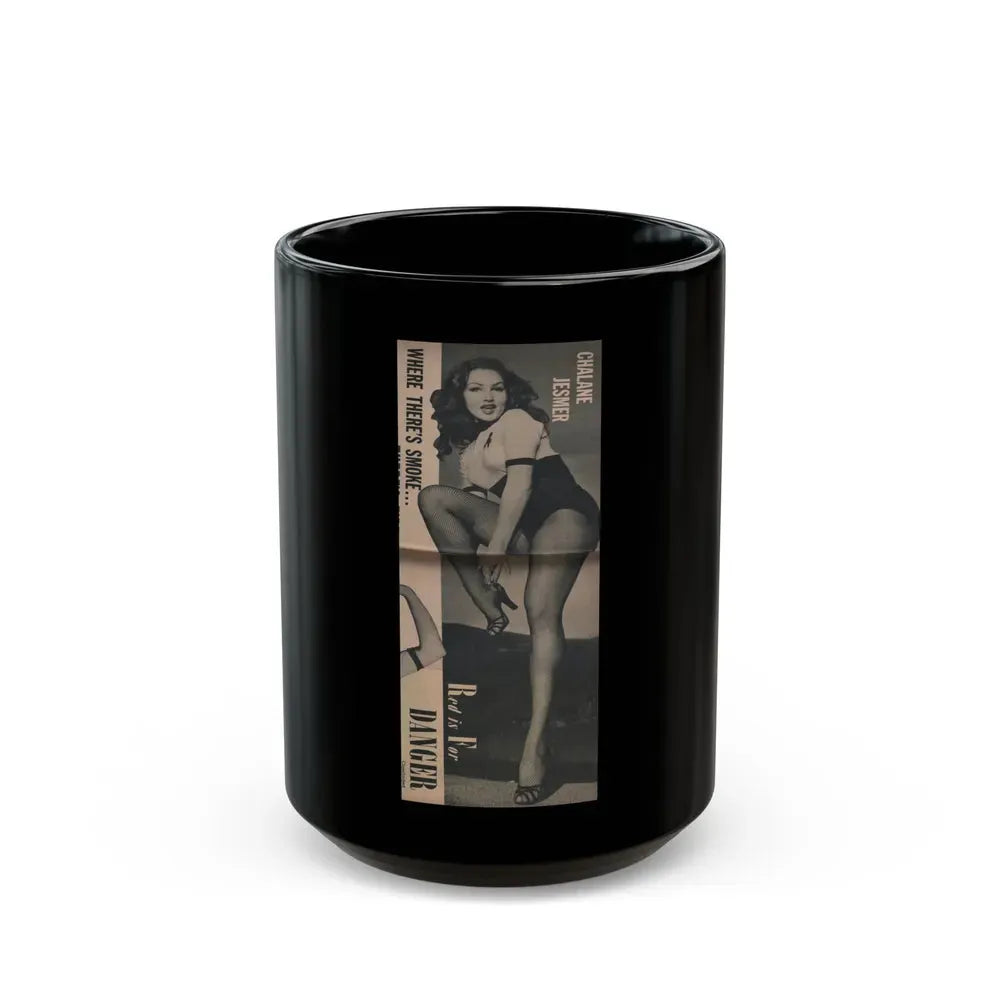 Julie Newmar #171 - Pages 18 Pages 4 of 5 with, Julie+1 Full Page B&W Photo from COVER GIRLS MODELS Mag. Nov. '53 (Vintage Female Icon) Black Coffee Mug 15oz - Go Mug Yourself
