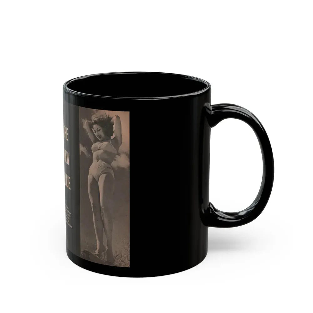 Julie Newmar #194 - Pages 30-31 Pages & 2 of 2 with, Julie+2 Full Page B&W Photos & Caption from SHE Digest Mag. Aug. '59 (Vintage Female Icon) Black Coffee Mug - Go Mug Yourself