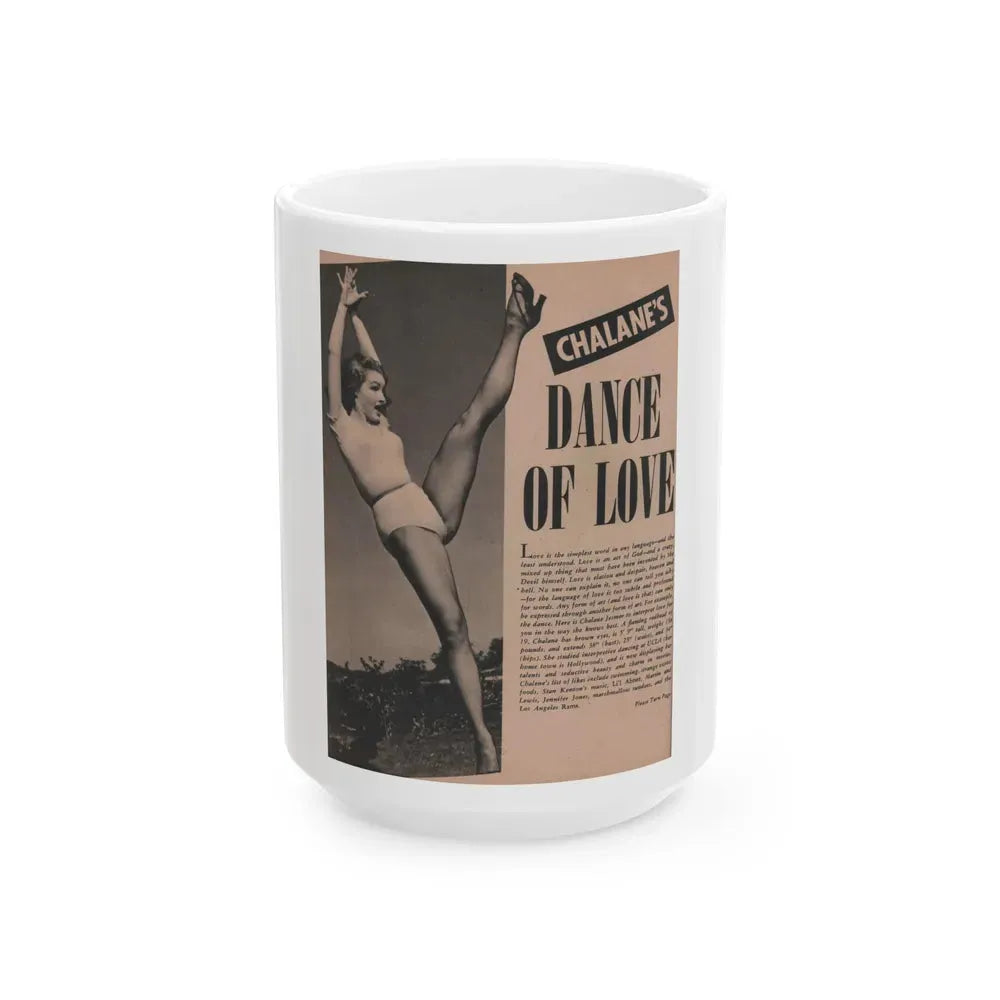 Julie Newmar #201 - Pages 14 Pages 1 of 5 with, Julie+1 Full Page B&W Photo & Article from COVER GIRLS MODELS Mag. Feb '54 (Vintage Female Icon) White Coffee Mug 15oz - Go Mug Yourself