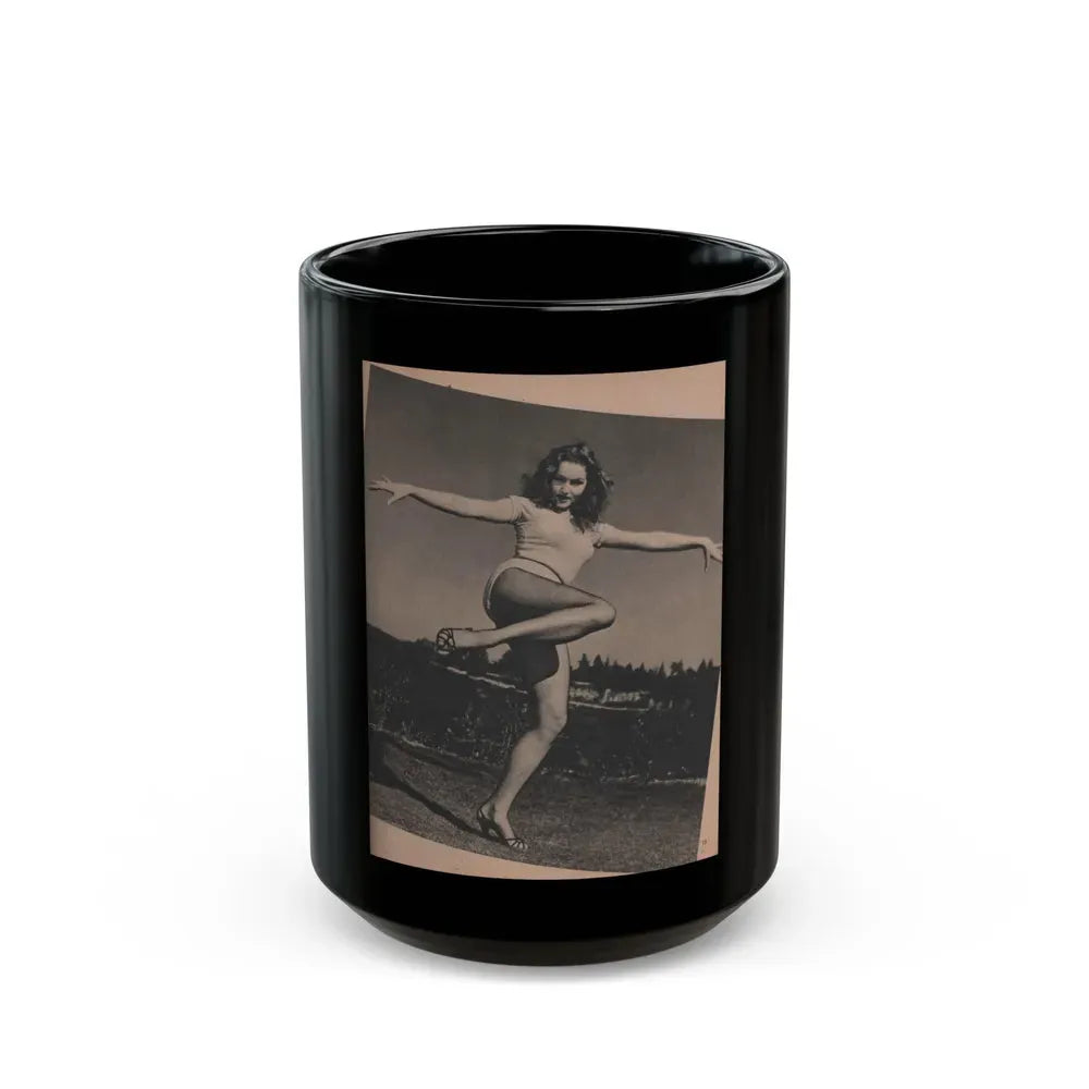 Julie Newmar #202 - Pages 15 Pages 2 of 5 with, Julie+1 Full Page B&W Photo & Article from COVER GIRLS MODELS Mag. Feb '54 (Vintage Female Icon) Black Coffee Mug 15oz - Go Mug Yourself