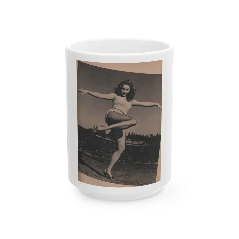 Julie Newmar #202 - Pages 15 Pages 2 of 5 with, Julie+1 Full Page B&W Photo & Article from COVER GIRLS MODELS Mag. Feb '54 (Vintage Female Icon) White Coffee Mug 15oz - Go Mug Yourself
