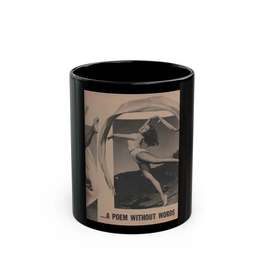 Julie Newmar #204 - Pages 17 Pages 4 of 5 with, Julie+1 Full Page B&W Photo+Partial & Headlines from COVER GIRLS MODELS Mag. Feb '54 (Vintage Female Icon) Black Coffee Mug 11oz - Go Mug Yourself