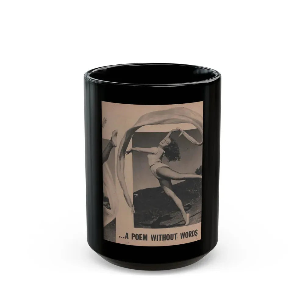 Julie Newmar #204 - Pages 17 Pages 4 of 5 with, Julie+1 Full Page B&W Photo+Partial & Headlines from COVER GIRLS MODELS Mag. Feb '54 (Vintage Female Icon) Black Coffee Mug 15oz - Go Mug Yourself
