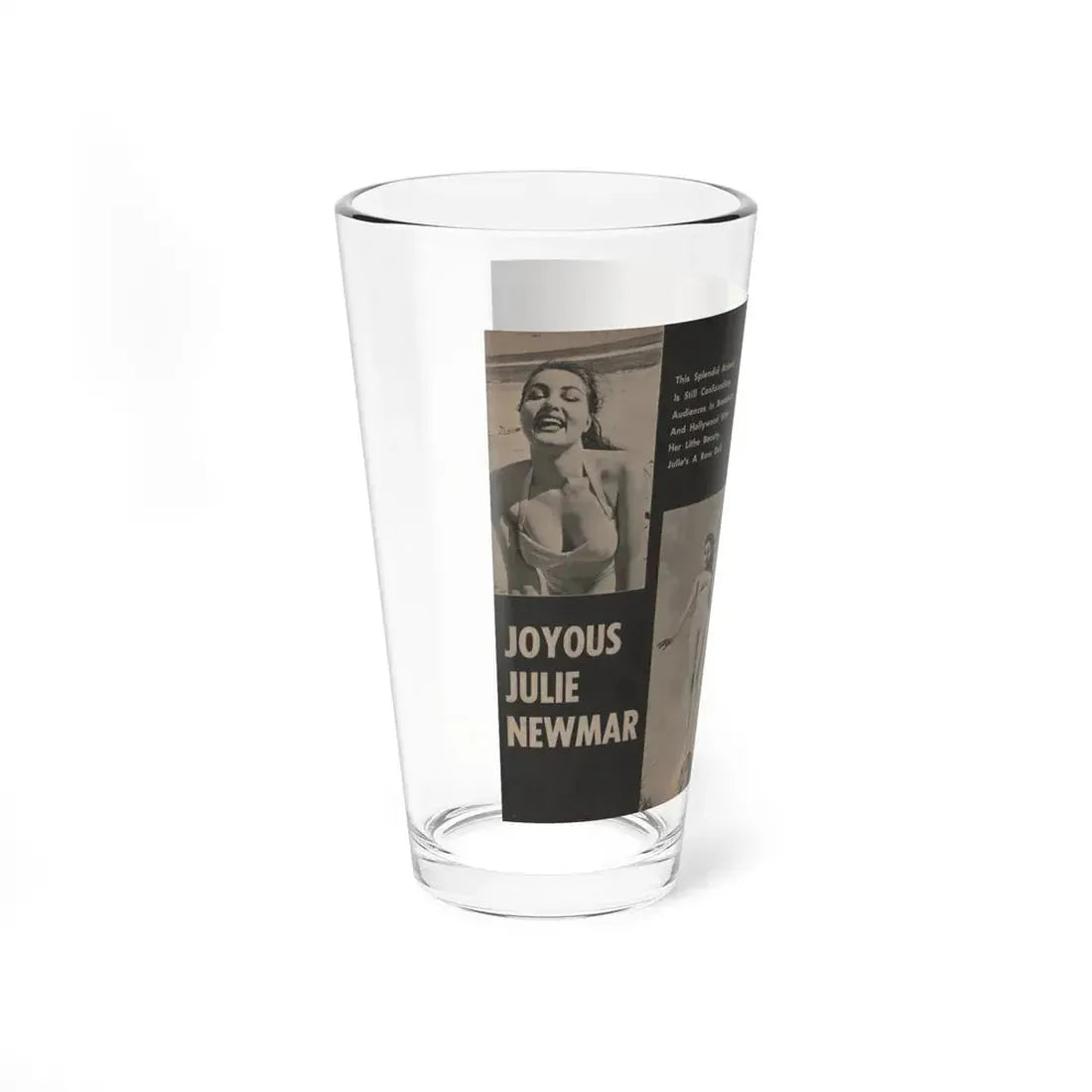 Julie Newmar #351 - Pages 38 & 39 Pages 2 & 3 of 3 with, Julie+3 B&W Photos from JOY Digest Mag. Feb. '60 (Vintage Female Icon) Pint Glass 16oz - Go Mug Yourself