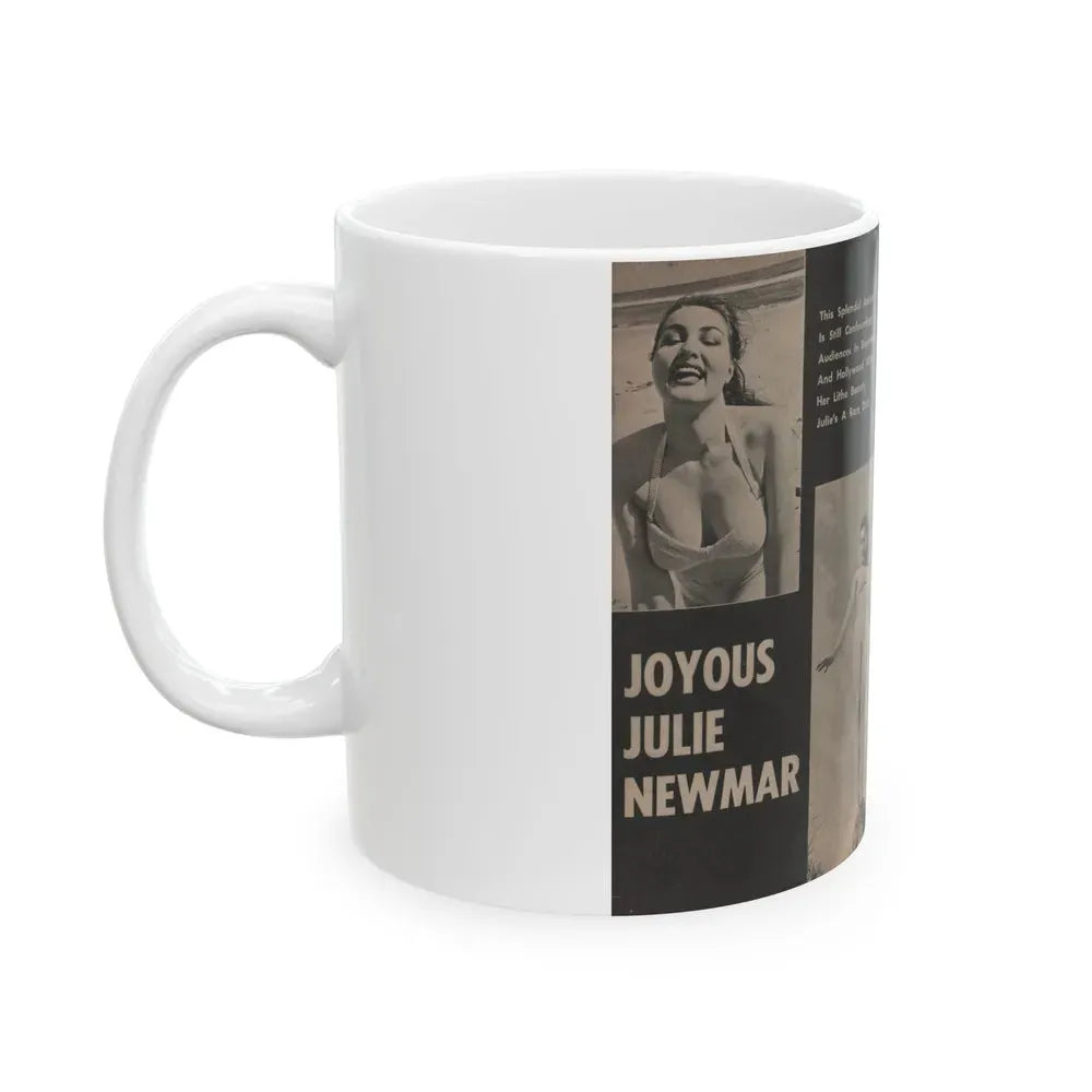 Julie Newmar #351 - Pages 38 & 39 Pages 2 & 3 of 3 with, Julie+3 B&W Photos from JOY Digest Mag. Feb. '60 (Vintage Female Icon) White Coffee Mug - Go Mug Yourself
