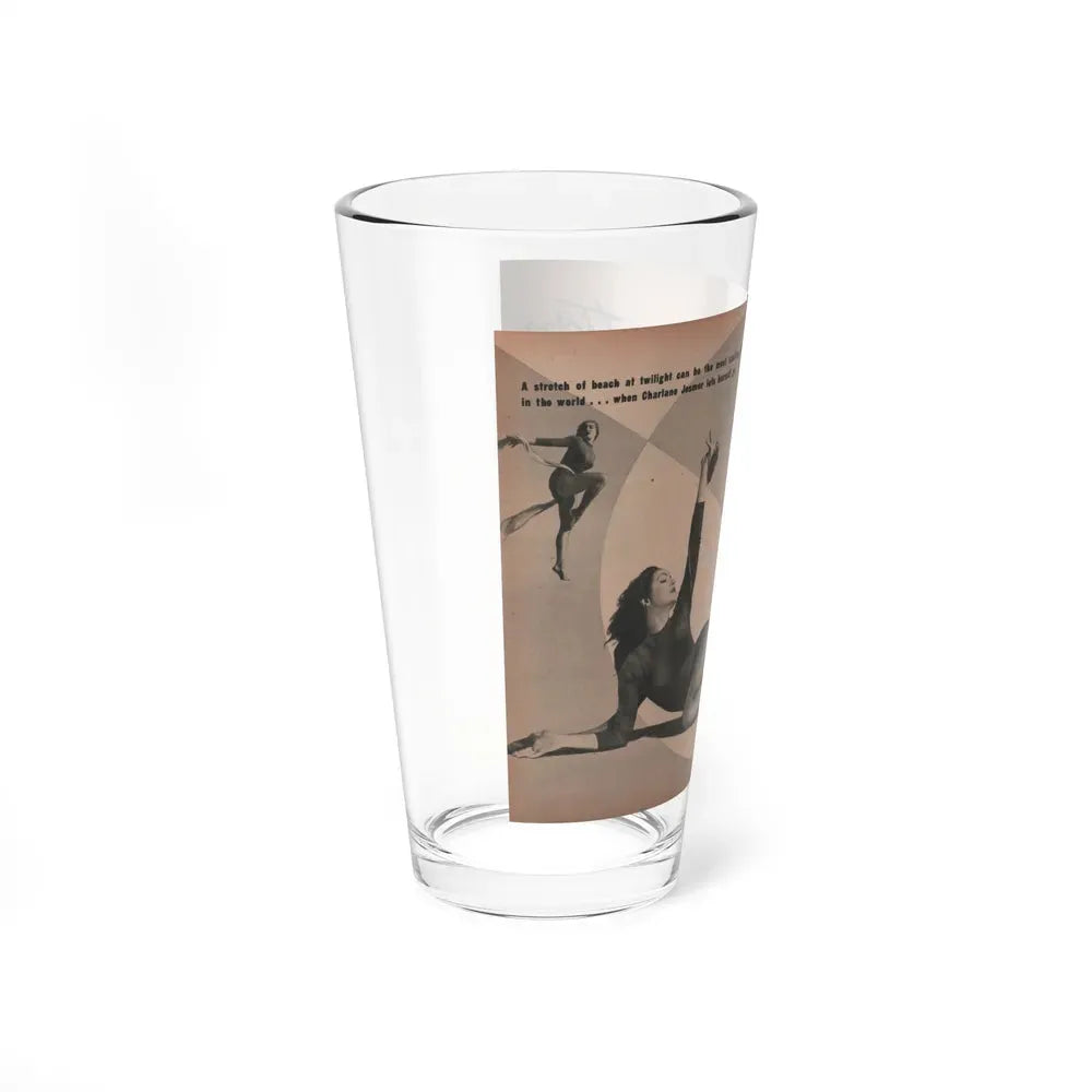 Julie Newmar #352 - Pages 38 & 39 Pages 1 & 2 of 6 with, Julie+2 B&W Photos, Caption & Article from PHOTO Digest Mag. Oct. '53 (Vintage Female Icon) Pint Glass 16oz - Go Mug Yourself