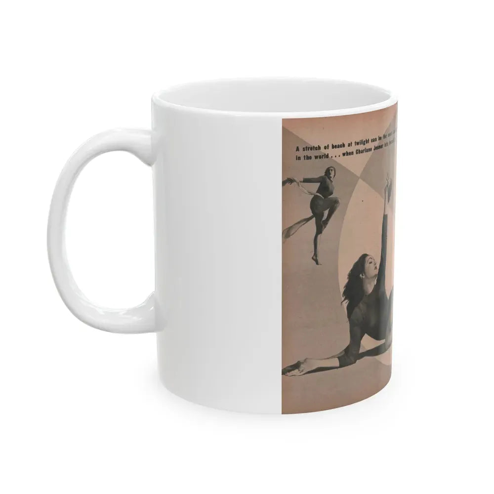 Julie Newmar #352 - Pages 38 & 39 Pages 1 & 2 of 6 with, Julie+2 B&W Photos, Caption & Article from PHOTO Digest Mag. Oct. '53 (Vintage Female Icon) White Coffee Mug - Go Mug Yourself