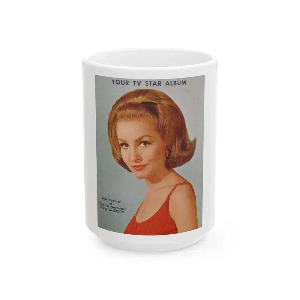 Julie Newmar #369 - T.V. Guide Photo '65 (Vintage Female Icon) White Coffee Mug 15oz - Go Mug Yourself