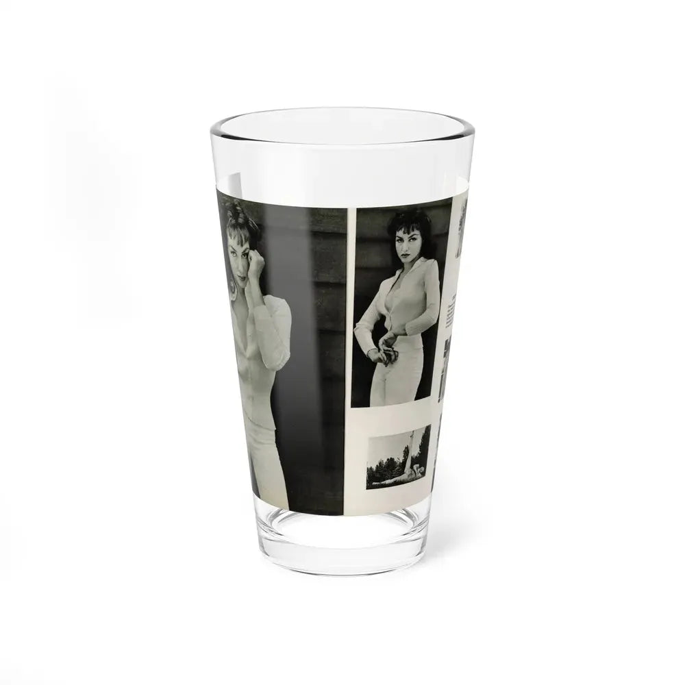 Julie Newmar #454 - Pages 44-45 Pages 1 & 2 of 2 with, Julie+6 B&W Photos & Caption from Bachelor Pin-Ups Issue #01 Mag. '57 (Vintage Female Icon) Pint Glass 16oz 16oz - Go Mug Yourself