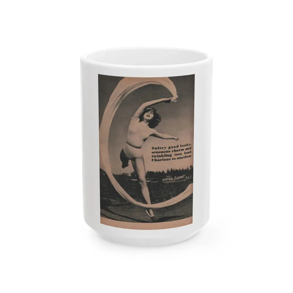 Julie Newmar #456 - Intro to Julie Introduction to Julie with, 1 B&W Photo & Caption from EYE Digest Mag. Dec. '53 (Vintage Female Icon) White Coffee Mug 15oz - Go Mug Yourself