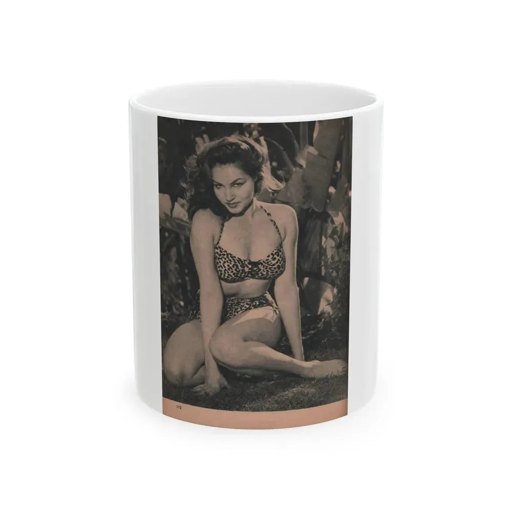Julie Newmar #460 - Pages 112 Pages 4 of 5 with, Julie+1 Full Page B&W Photo from EYE Digest Mag. Dec. '53 (Vintage Female Icon) White Coffee Mug 11oz - Go Mug Yourself