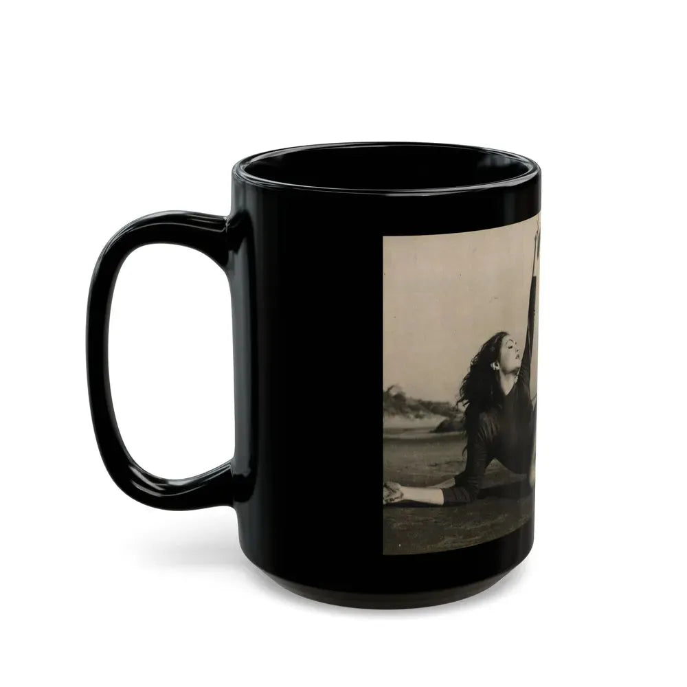 Julie Newmar #480 - Pages 6-7 Pages 1 & 2 of 4 with, Julie+1 B&W Centerfold Photo & Paragraph from COVER GIRLS MODELS Mag. June '54 (Vintage Female Icon) Black Coffee Mug - Go Mug Yourself