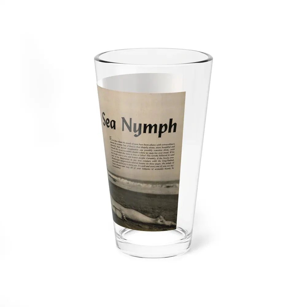 Julie Newmar #480 - Pages 6-7 Pages 1 & 2 of 4 with, Julie+1 B&W Centerfold Photo & Paragraph from COVER GIRLS MODELS Mag. June '54 (Vintage Female Icon) Pint Glass 16oz - Go Mug Yourself