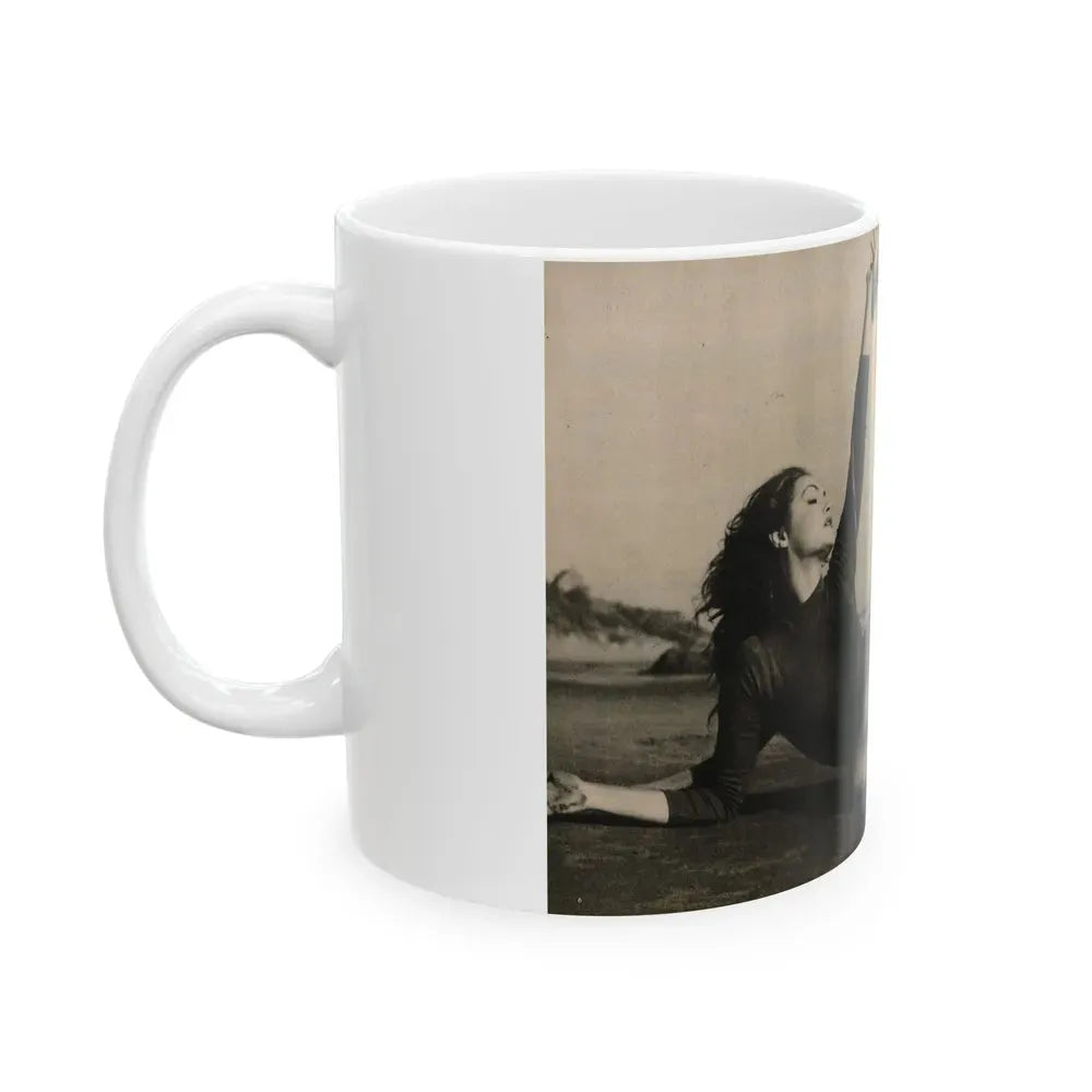 Julie Newmar #480 - Pages 6-7 Pages 1 & 2 of 4 with, Julie+1 B&W Centerfold Photo & Paragraph from COVER GIRLS MODELS Mag. June '54 (Vintage Female Icon) White Coffee Mug - Go Mug Yourself