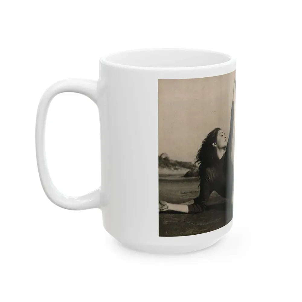 Julie Newmar #480 - Pages 6-7 Pages 1 & 2 of 4 with, Julie+1 B&W Centerfold Photo & Paragraph from COVER GIRLS MODELS Mag. June '54 (Vintage Female Icon) White Coffee Mug - Go Mug Yourself
