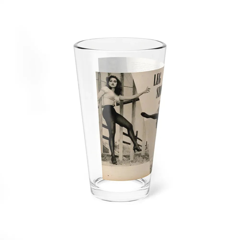 Julie Newmar #481 - Pages 38-39 Pages 3 & 4 of 4 with, Julie+3 B&W Photos & Short Paragraph from COVER GIRLS MODELS Mag. June '54 (Vintage Female Icon) Pint Glass 16oz - Go Mug Yourself