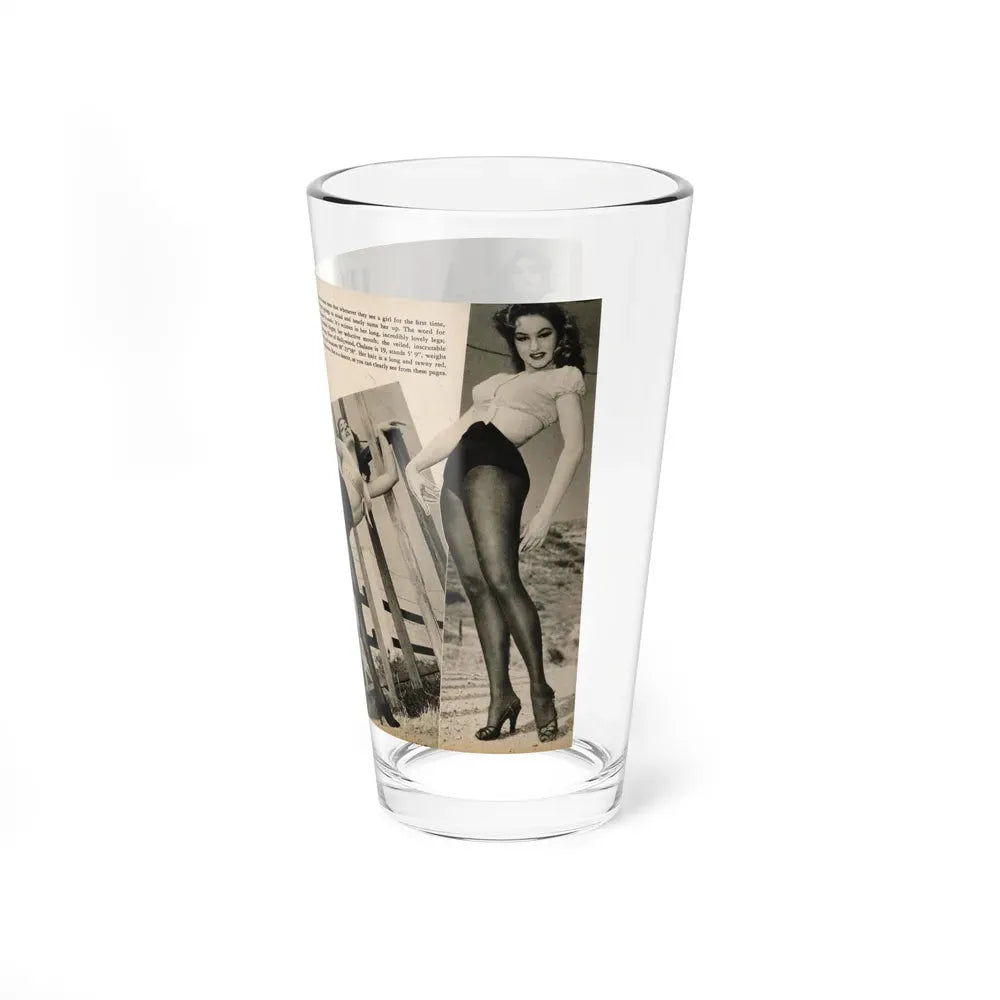 Julie Newmar #481 - Pages 38-39 Pages 3 & 4 of 4 with, Julie+3 B&W Photos & Short Paragraph from COVER GIRLS MODELS Mag. June '54 (Vintage Female Icon) Pint Glass 16oz - Go Mug Yourself