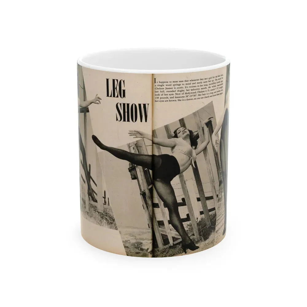 Julie Newmar #481 - Pages 38-39 Pages 3 & 4 of 4 with, Julie+3 B&W Photos & Short Paragraph from COVER GIRLS MODELS Mag. June '54 (Vintage Female Icon) White Coffee Mug 11oz - Go Mug Yourself