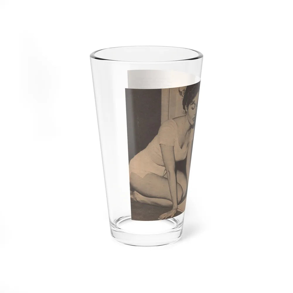 Julie Newmar #482 - Pages 36-37 Pages, 1 & 2 of 5 with, Julie+2 B&W Photos, Caption & Article from Glance Pocket Mag. Dec. '57 (Vintage Female Icon) Pint Glass 16oz - Go Mug Yourself