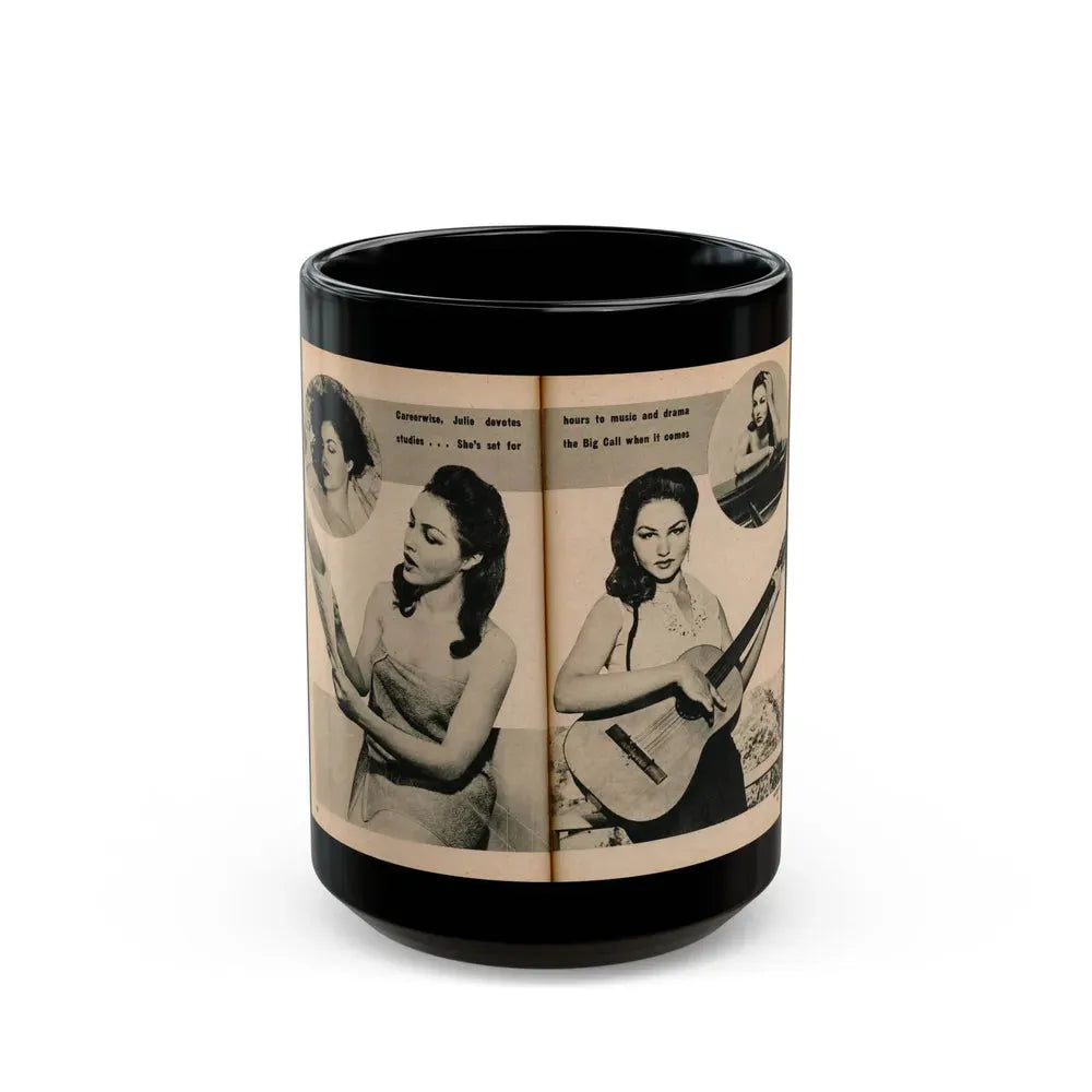 Julie Newmar #492 - Pags 52-53 Pages 3 & 4 of 8 with, Julie+4 B&W Photos & 2 Captions from EYE Digest Mag. December '54 (Vintage Female Icon) Black Coffee Mug 15oz - Go Mug Yourself