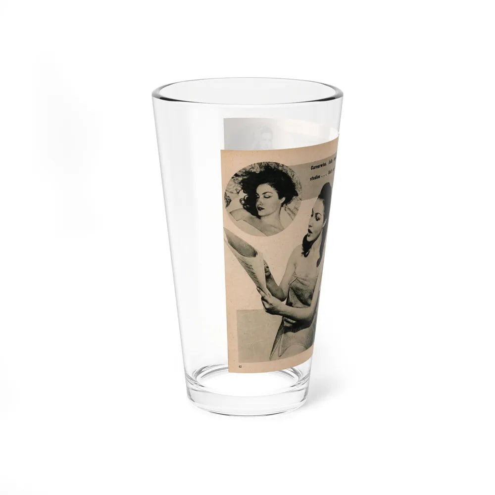 Julie Newmar #492 - Pags 52-53 Pages 3 & 4 of 8 with, Julie+4 B&W Photos & 2 Captions from EYE Digest Mag. December '54 (Vintage Female Icon) Pint Glass 16oz - Go Mug Yourself