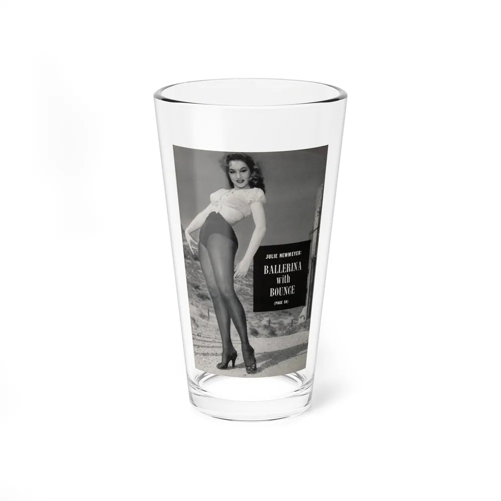 Julie Newmar #495 - Reverse side of back cover with, Intro to Julie and 1 B&W Photo & Caption from EYE Digest Mag. December '54 (Vintage Female Icon) Pint Glass 16oz 16oz - Go Mug Yourself