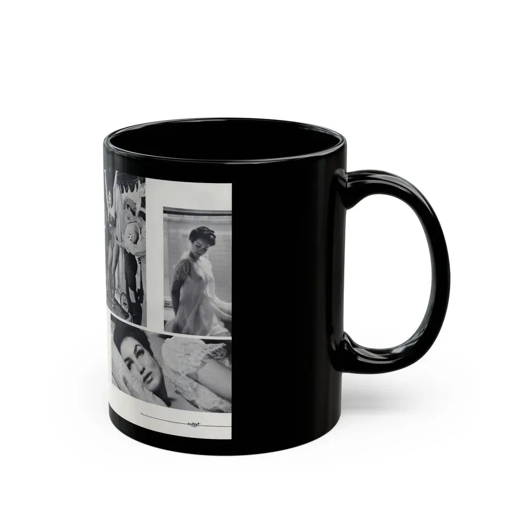 Julie Newmar #501 - Pages 8-9 Pages 1 & 2 of 4 with, Julie+5 B&W Photos from Nugget Magazine July '57 (Vintage Female Icon) Black Coffee Mug - Go Mug Yourself