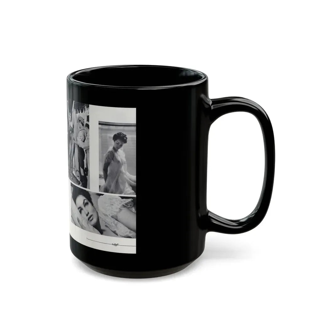 Julie Newmar #501 - Pages 8-9 Pages 1 & 2 of 4 with, Julie+5 B&W Photos from Nugget Magazine July '57 (Vintage Female Icon) Black Coffee Mug - Go Mug Yourself