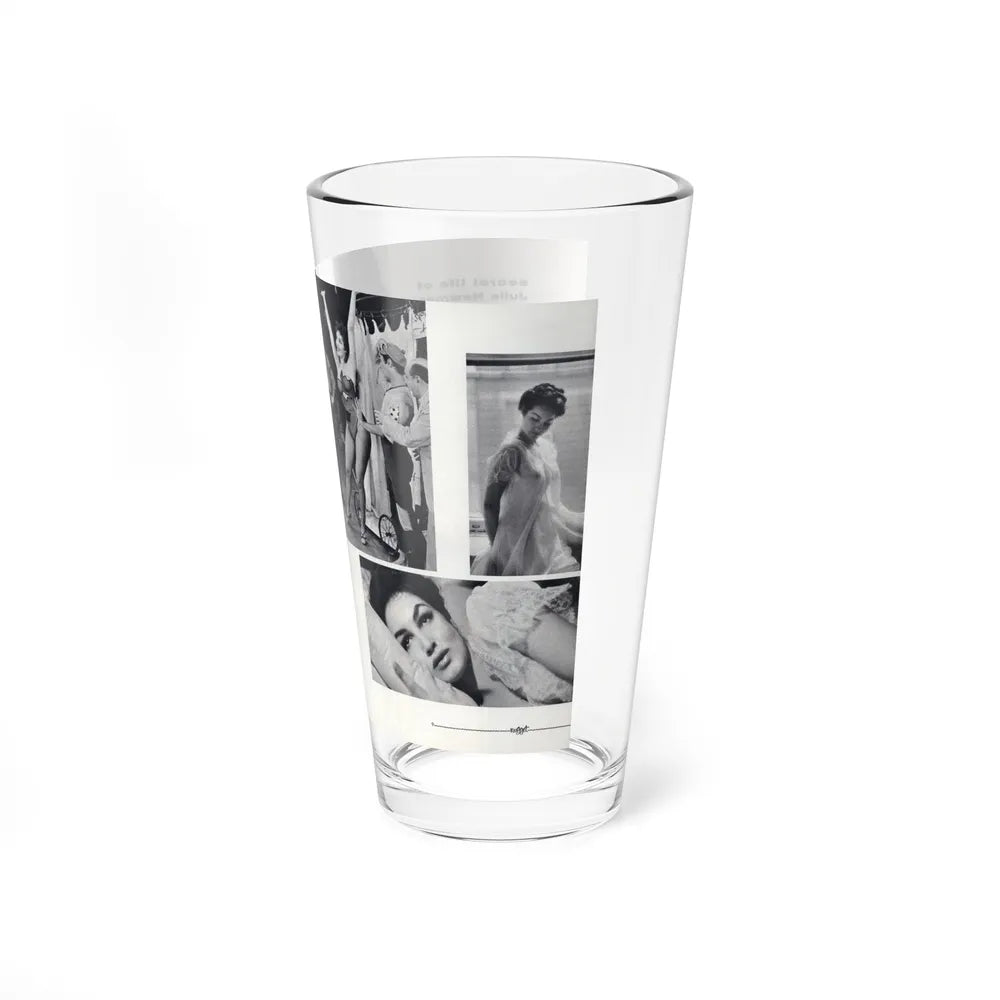 Julie Newmar #501 - Pages 8-9 Pages 1 & 2 of 4 with, Julie+5 B&W Photos from Nugget Magazine July '57 (Vintage Female Icon) Pint Glass 16oz - Go Mug Yourself