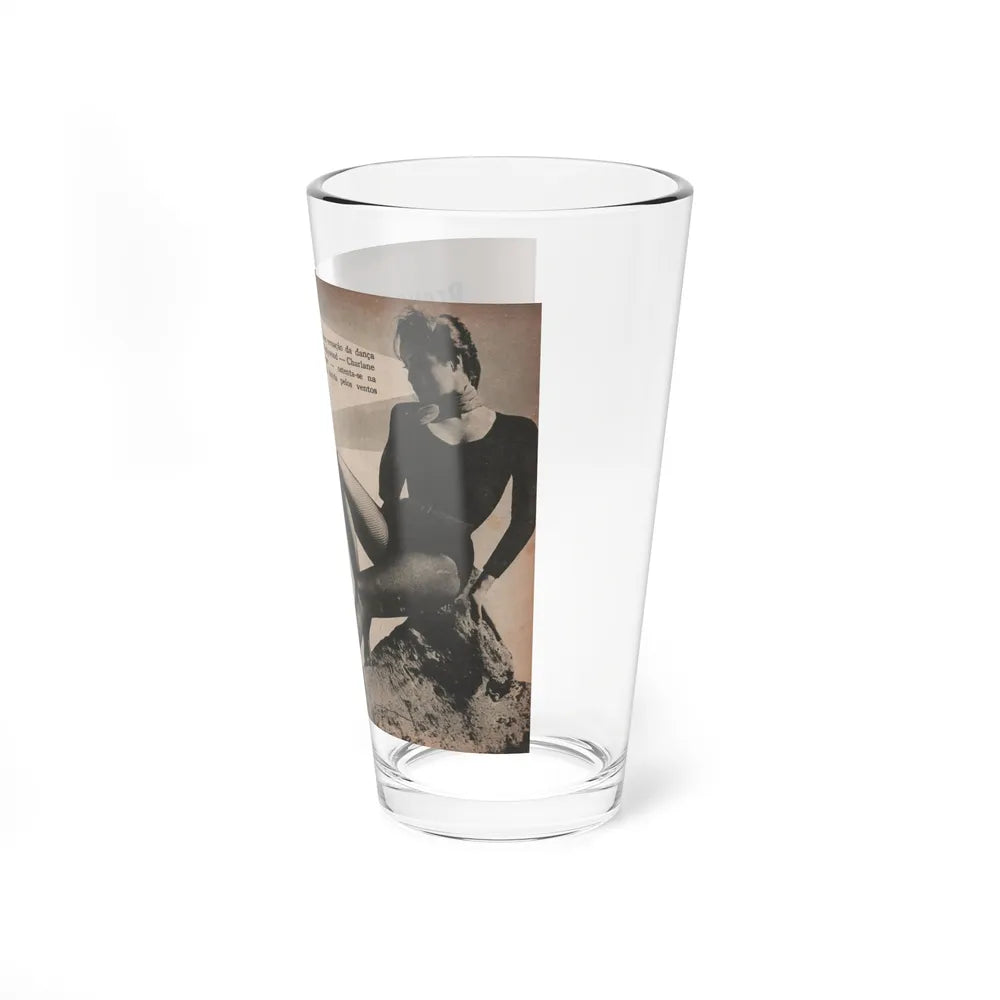 Julie Newmar #593 - Pages - Pages 1 & 2 of 4 with, Julie+2 B&W Photos, Article & Caption from Aconteceu MARCO DE 1955 Brazilian Digest Mag. (Vintage Female Icon) Pint Glass 16oz - Go Mug Yourself