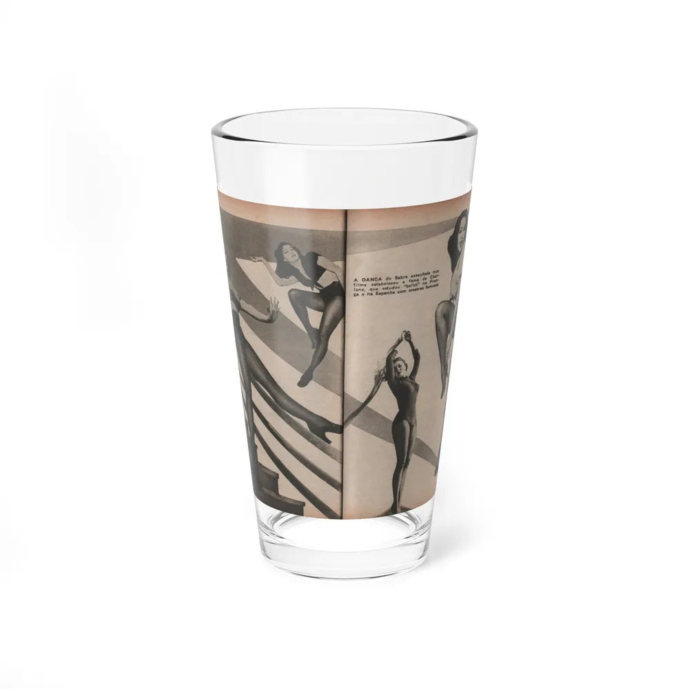 Julie Newmar #594 - Pages - Pages 3 & 4 of 4 with, Julie+4 B&W Photis & Caption from Aconteceu MARCO DE 1955 Brazilian Digest Mag. (Vintage Female Icon) Pint Glass 16oz 16oz - Go Mug Yourself