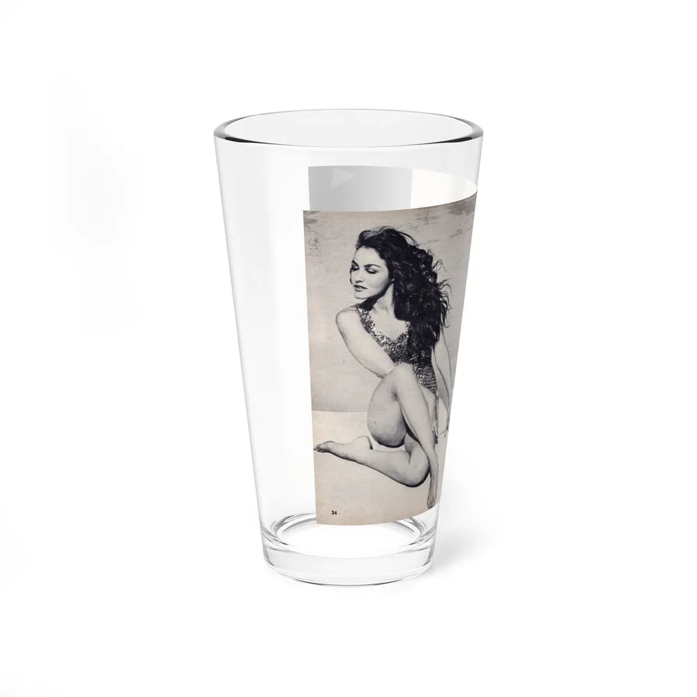 Julie Newmar #600 - Pages 24-25 Pages 3 & 4 of 4 with, Julie+3 B&W Photos & Article ending from SHOW Pocket Mag. May '57 (Vintage Female Icon) Pint Glass 16oz - Go Mug Yourself