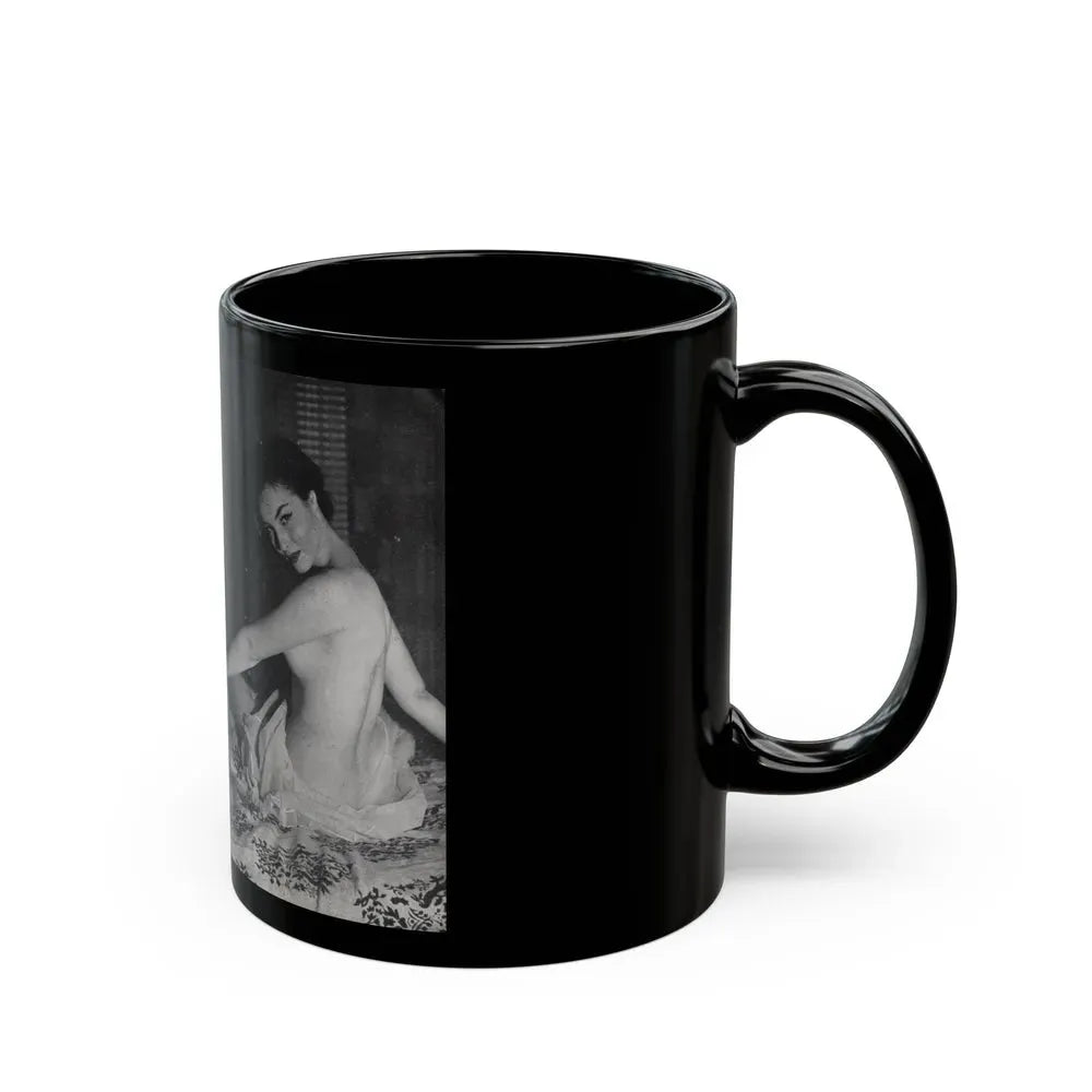 Julie Newmar #602 - Pages 15-16 Pages 3 & 4 of 6 with, Julie+3 B&W Photos & Caption from SPICK Pocket Mag. April '58 (Vintage Female Icon) Black Coffee Mug - Go Mug Yourself
