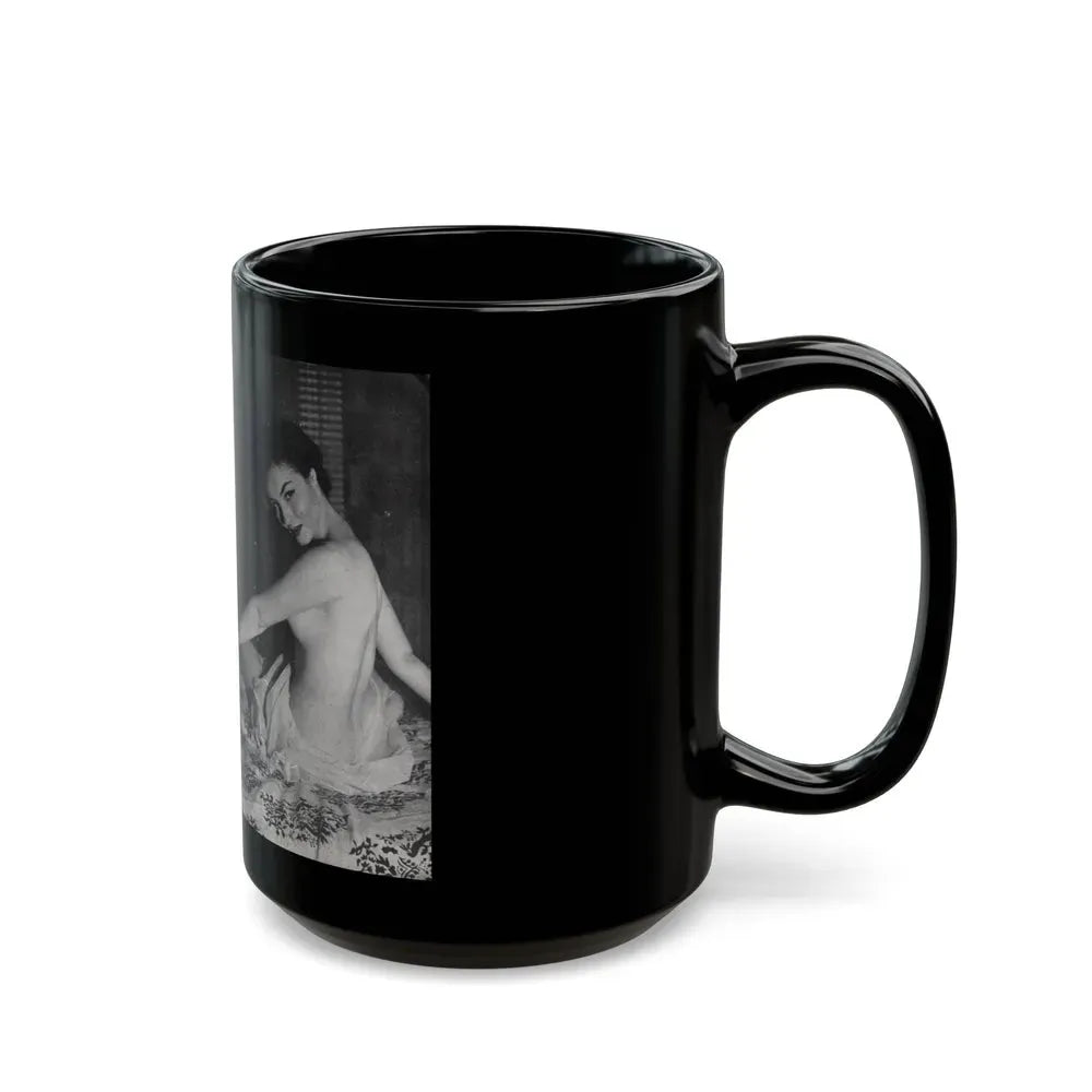 Julie Newmar #602 - Pages 15-16 Pages 3 & 4 of 6 with, Julie+3 B&W Photos & Caption from SPICK Pocket Mag. April '58 (Vintage Female Icon) Black Coffee Mug - Go Mug Yourself