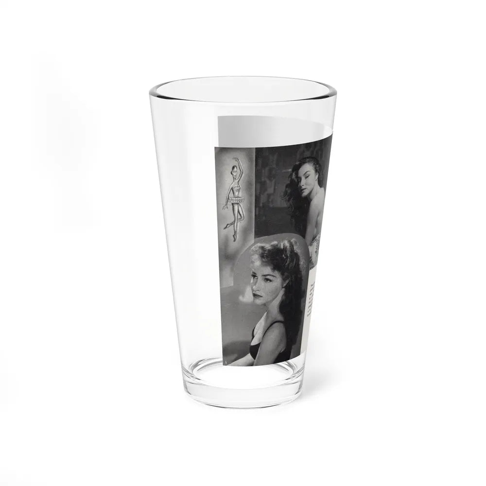 Julie Newmar #602 - Pages 15-16 Pages 3 & 4 of 6 with, Julie+3 B&W Photos & Caption from SPICK Pocket Mag. April '58 (Vintage Female Icon) Pint Glass 16oz - Go Mug Yourself