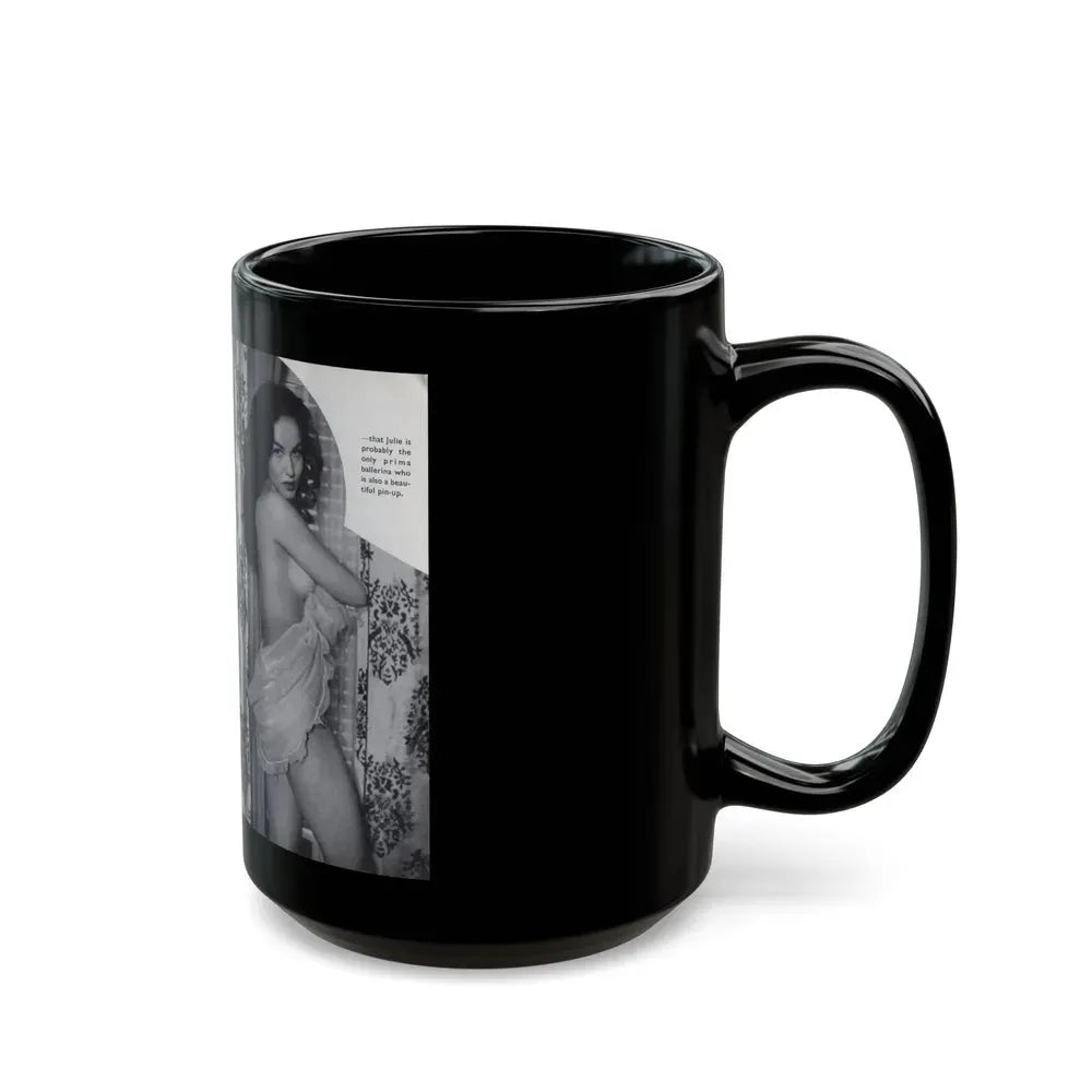 Julie Newmar #603 - Pages 18-19 Pages 5 & 6 of 6 with, 2 B&W Photos & Captions from SPICK Pocket Mag. April '58 (Vintage Female Icon) Black Coffee Mug - Go Mug Yourself
