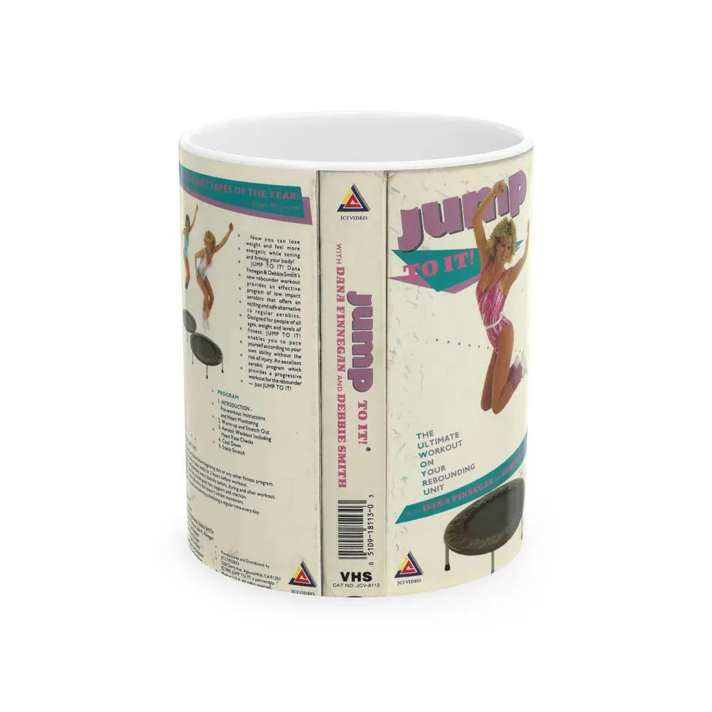 JUMP TO IT THE ULTIMATE WORKOUT ON YOUR REBOUNDING UNIT (VHS COVER) - White Coffee Mug 11oz - Go Mug Yourself