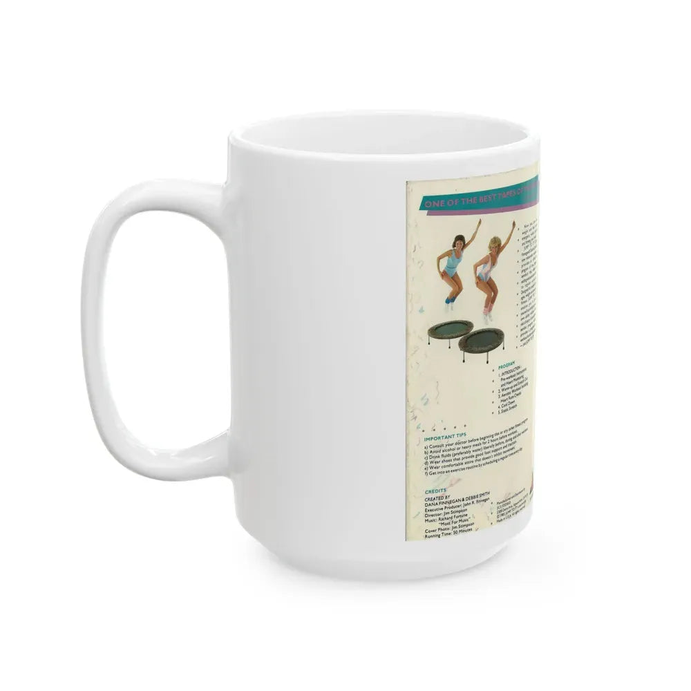 JUMP TO IT THE ULTIMATE WORKOUT ON YOUR REBOUNDING UNIT (VHS COVER) - White Coffee Mug - Go Mug Yourself