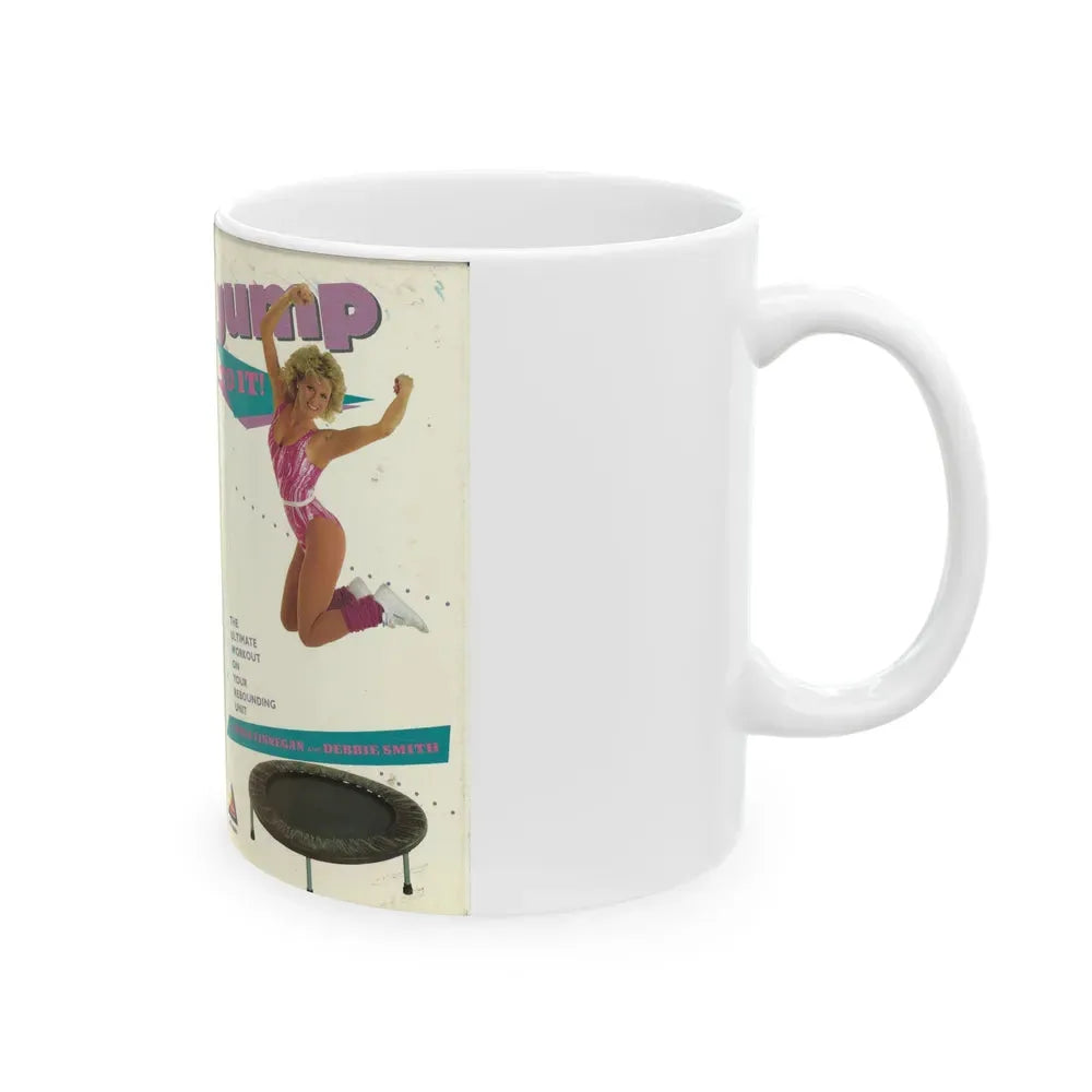 JUMP TO IT THE ULTIMATE WORKOUT ON YOUR REBOUNDING UNIT (VHS COVER) - White Coffee Mug - Go Mug Yourself