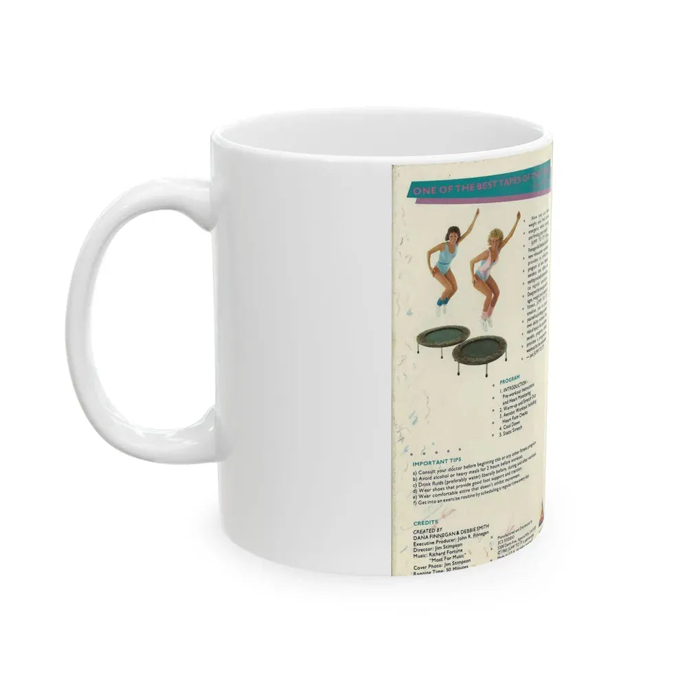 JUMP TO IT THE ULTIMATE WORKOUT ON YOUR REBOUNDING UNIT (VHS COVER) - White Coffee Mug - Go Mug Yourself