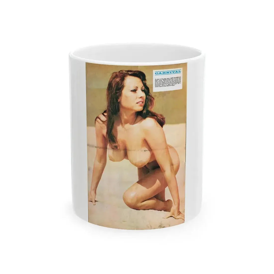 June Palmer #136 - Topless (Vintage Female Icon) White Coffee Mug 11oz - Go Mug Yourself