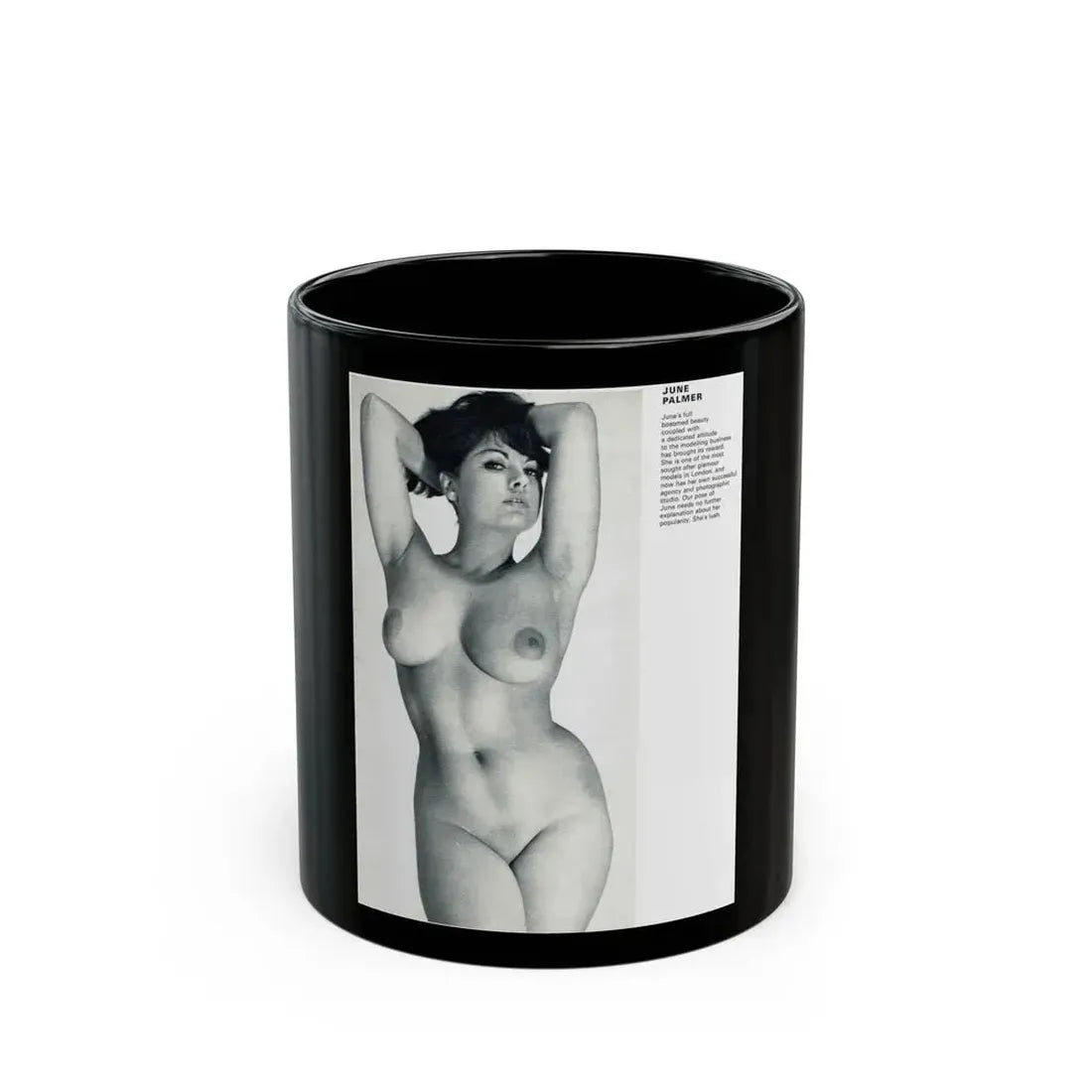 June Palmer #138 - Nude Magazine Spread (Vintage Female Icon) Black Coffee Mug 11oz - Go Mug Yourself