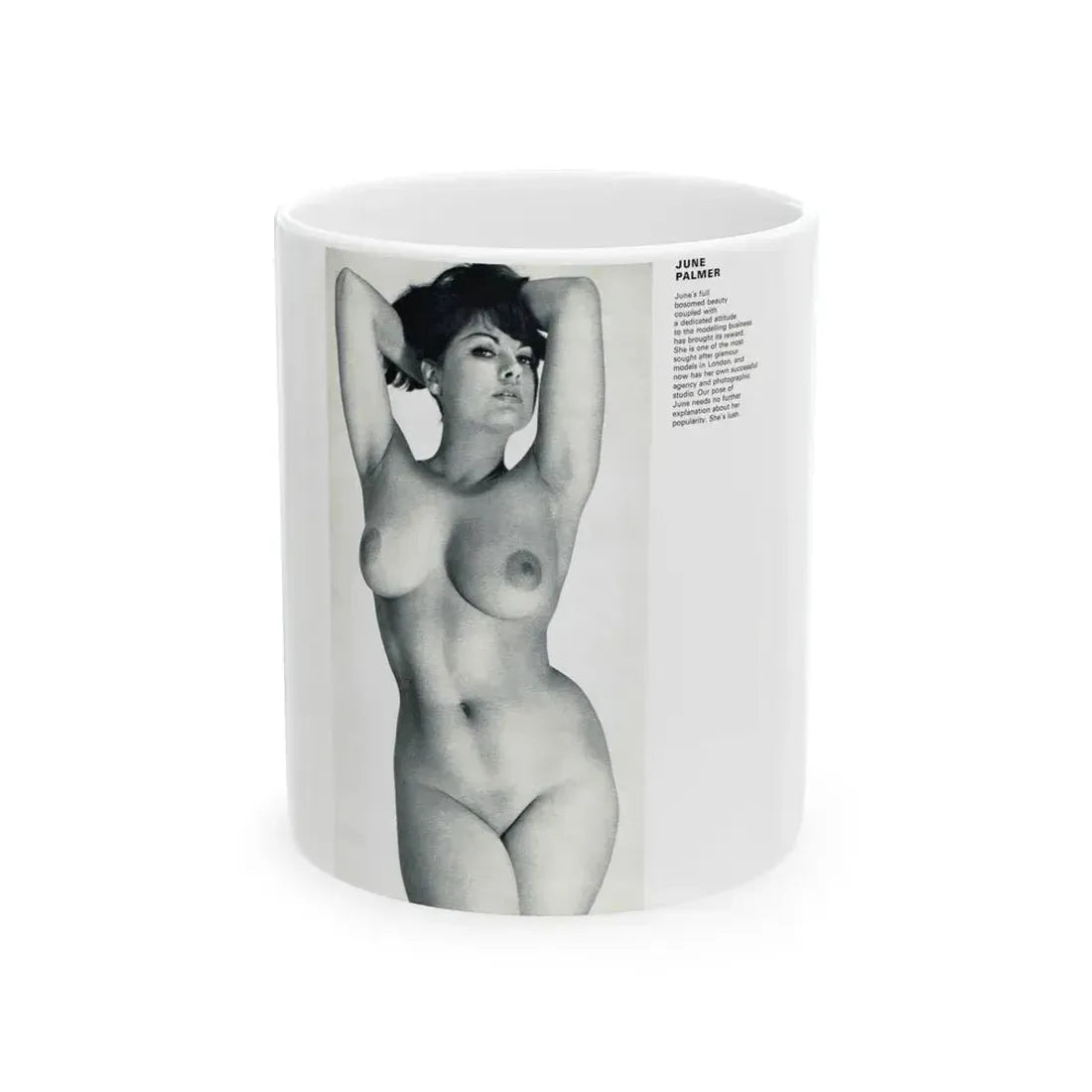 June Palmer #138 - Nude Magazine Spread (Vintage Female Icon) White Coffee Mug 11oz - Go Mug Yourself