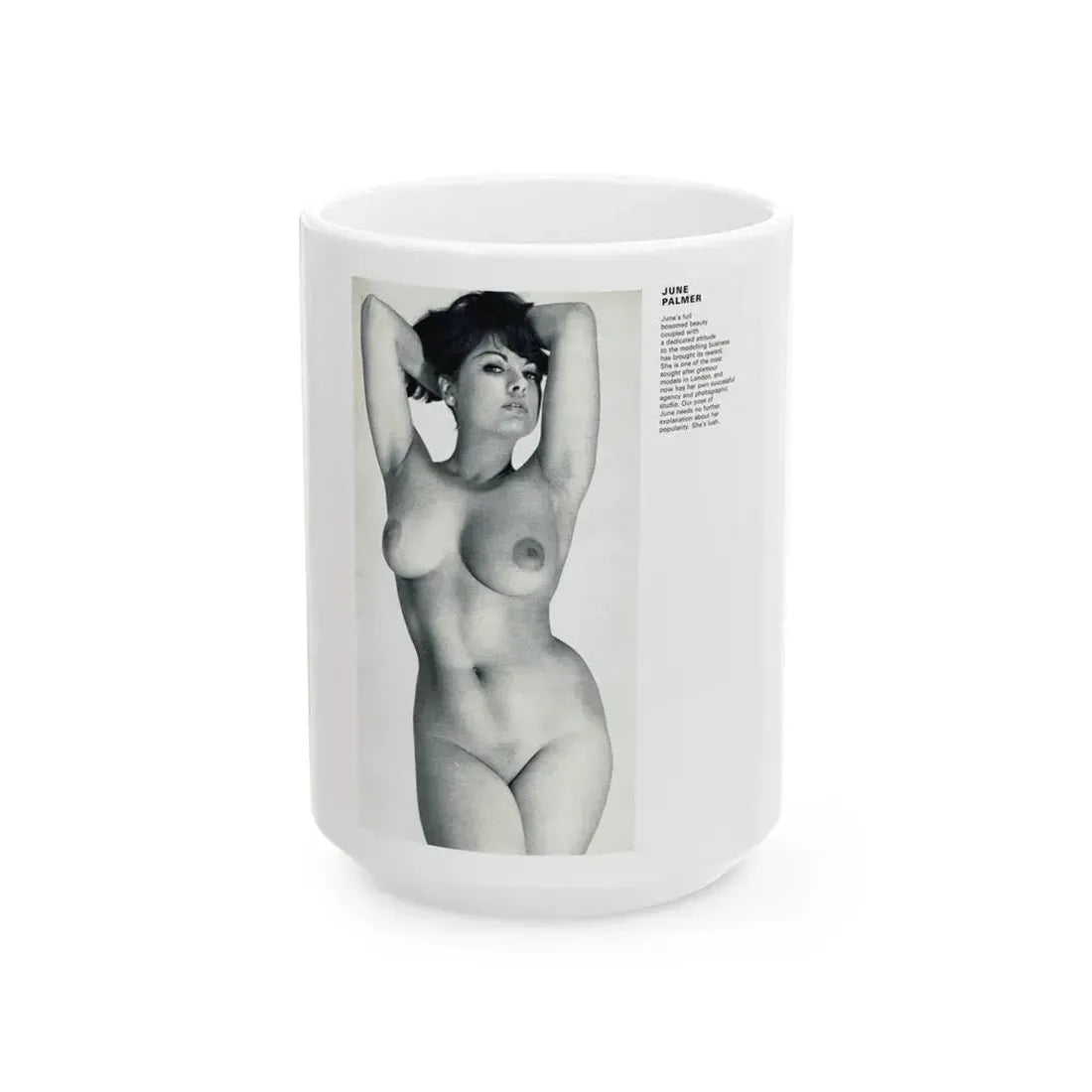 June Palmer #138 - Nude Magazine Spread (Vintage Female Icon) White Coffee Mug 15oz - Go Mug Yourself