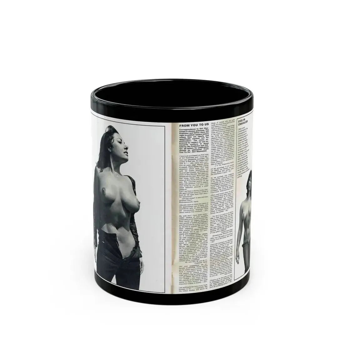 June Palmer #139 - Topless Magazine Spread (Vintage Female Icon) Black Coffee Mug 11oz - Go Mug Yourself