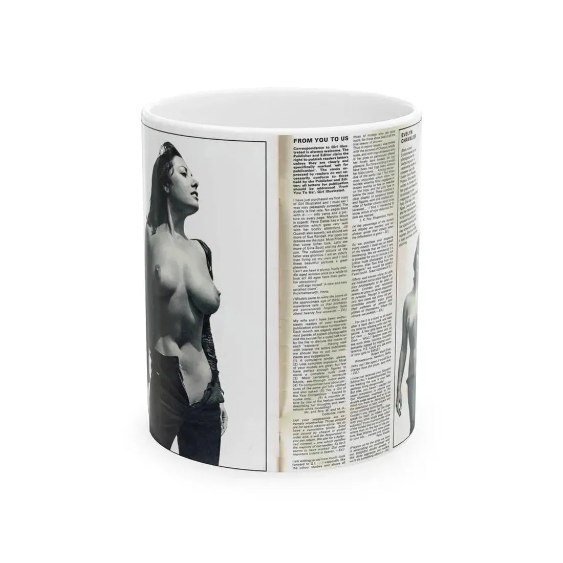 June Palmer #139 - Topless Magazine Spread (Vintage Female Icon) White Coffee Mug 11oz - Go Mug Yourself